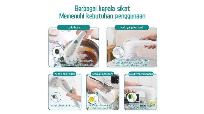 UPHOME Sikat Elektrik 5 in 1 memiliki motor bertenaga serta dirancang dengan sistem rechargeable