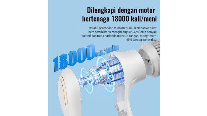 UPHOME Sikat Elektrik 5 in 1 dibekali motor bertenaga 18000 kali per menit, tunjang proses yang lebih cepat