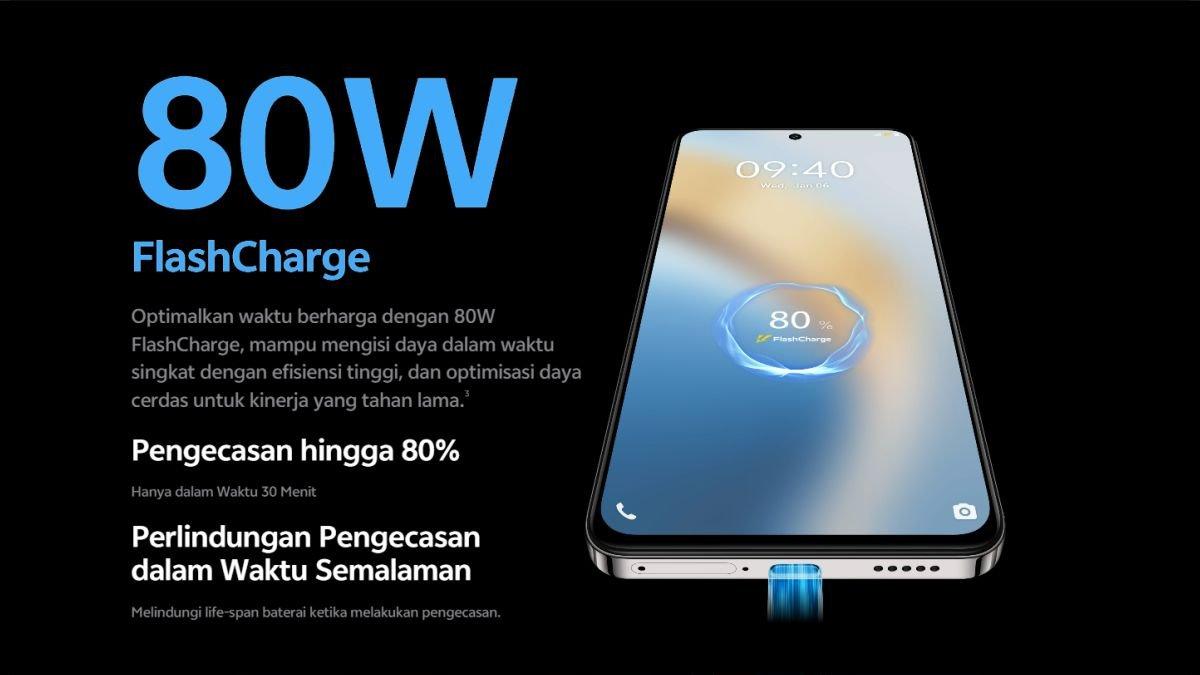 Sektor daya vivo V40 Lite 5G ditopang baterai 5000 mAh dan fitur fast charging 80 watt