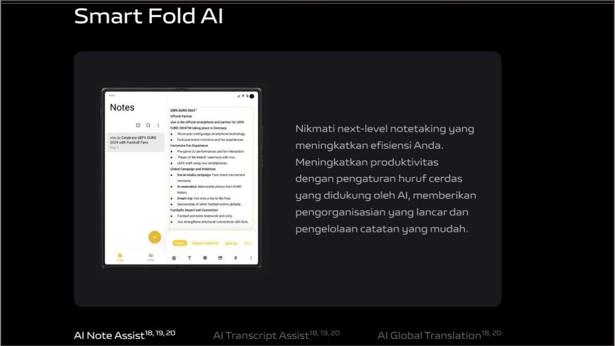 vivo X Fold3 Pro hadir berbekal setidaknya tiga fitur AI