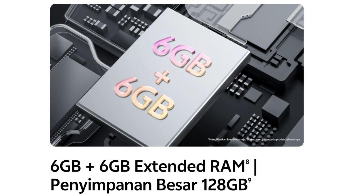 Ilustrasi dukungan memori RAM hingga 6 GB dan Extended RAM sampai 6 GB di vivo Y19s