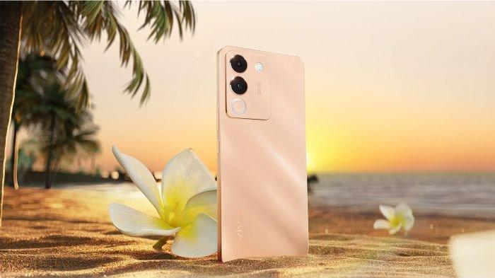 Desain tampang vivo V29e dalam varian warna Rose Gold