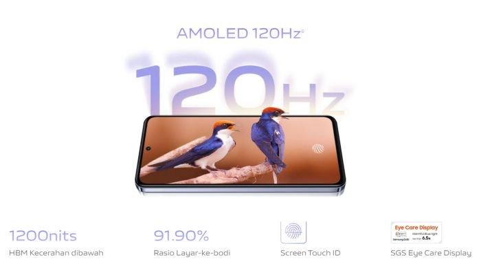 Bidang layar vivo Y100 5G yang didukung pemakaian sensor fingerprint under display