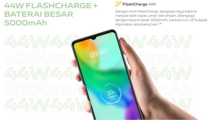 Baterai vivo Y27s didukung performa fast charging 44 watt