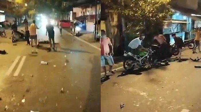 BALAP LIAR DI SOLO. Kolase foto lima kendaraan dikabarkan mengalami kecelakaan pasca aksi balap liar di Jalan Ir Juanda, Kota Solo pada Minggu (2/3/2025) dini hari, sekitar pukul 00.30 WIB. Salah satu korban dikabarkan meninggal dunia di tempat kejadian perkara (TKP).