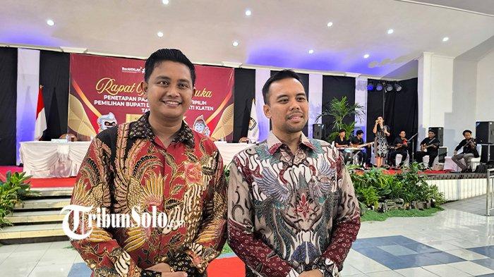 PERSIAPAN KEPALA DAERAH JELANG PELANTIKAN : Bupati Klaten terpilih, Hamenang Wajar Ismoyo dan Wakil Bupati Klaten terpilih Benny Indra Ardhianto, usai sidang penetapan oleh KPU Klaten, Rabu (5/2/2025). Hamenang dan Benny memaparkan telah mempersiapkan diri jelang pelantikan dengan melakukan fitting baju di Kota Solo.