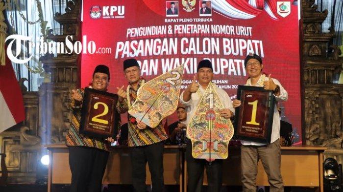 Paslon Tarso-Teguh mendapat nomor urut 1 dan Setyo-Imron memperoleh nomor urut 2 di Pilkada Wonogiri Jateng 2024.