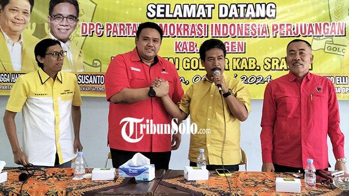 Pertemuan pengurus DPC PDI Perjuangan Sragen dengan DPD II Partai Golkar Sragen di Kantor DPD II Partai Golkar Sragen, Kamis (6/6/2024).