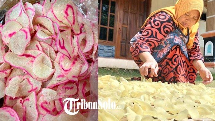 Kerupuk trowolo saat dijemur di halaman rumah Sugimin, warga Dusun Sunggingan, Desa Jambeyan, Kecamatan Sambirejo, Kabupaten Sragen, Rabu (4/9/2024).