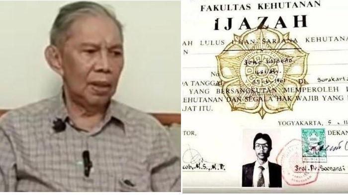 POLEMIK IJAZAH JOKOWI. Kolase Prof. Sofian Effendi (kiri) dan potret dugaan Ijazah Jokowi (kanan), Rektor Universitas Gadjah Mada (UGM) periode 2002-2007, Prof. Dr. Sofian Effendi menyampaikan pernyataan sikap terkait video dirinya yang beredar dan viral di media sosial.