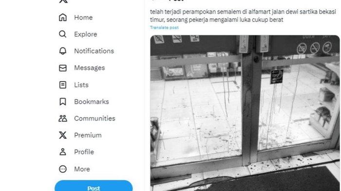 Tangkapan layar perampokan di salah satu toko Alfamart Bekasi Kota.