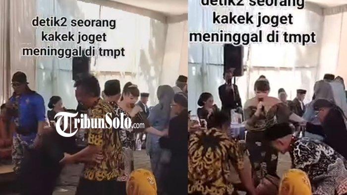 Tangkapan layar kakek 70 tahun tiba-tiba jatuh tersungkur lalu meninggal saat asyik joget di hajatan warga.