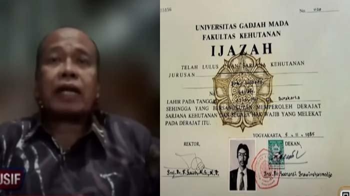 POLEMIK IJAZAH JOKOWI: Tangkapan layar sosok politisi Beathor Suryadi (kiri) yang menuding ijazah Jokowi (kanan) dicetak di Pasar Pramuka bukan dari UGM. Tudingan itu langsung dibantah oleh relawan Jokowi.