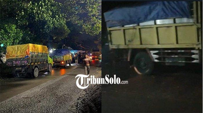 DIPAKSA PUTAR BALIK : Truk muatan sampah yang berasal dari Sleman DIY, diberhentikan saat diduga hendak membuang di wilayah Kecamatan Kemalang, Kabupaten Klaten. (Tribun Solo/ Istimewa)
