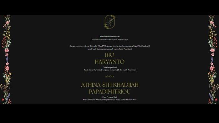 Undangan ngunduh mantu Rio Haryanto dan Athina di Alila Solo