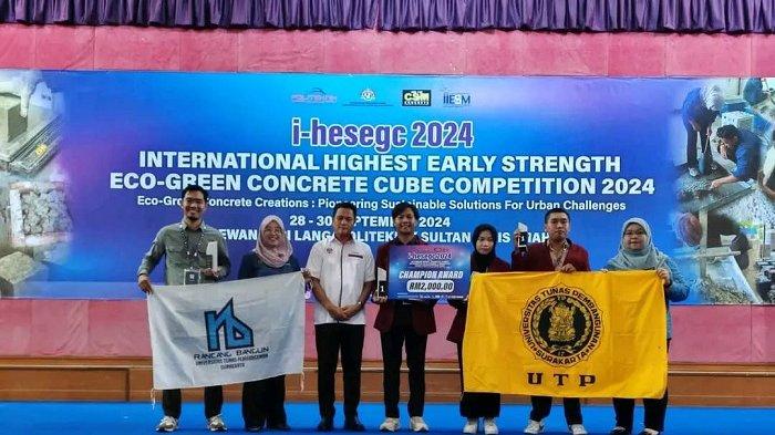 Universitas Tunas Pembangunan (UTP), Indonesia tampil sebagai juara umum pada penghargaan utama 'International Highest Early Strength Eco-Green Concrete Cube Competition (i-hesegc) 2024' di Politeknik Sultan Idris Shah (PSIS) pada Senin (30/09).