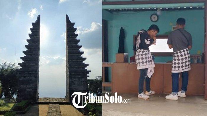 Wisatawan mengenakan kain poleng sebelumnya memasuki ke dalam Candi Cetho, Dusun Ceto, Desa Gumeng, Kecamatan Jenawi, Kabupaten Karanganyar, Jum'at (4/10/2024).