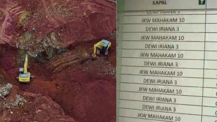 KAPAL PENGANGKUT TAMBANG NIKEL - Kolase kerusakan ekologis terlihat nyata akibat aktivitas pertambangan nikel di Raja Ampat, Papua Barat Daya dan nama kapal yang mengangkut bijih nikel tersebut.