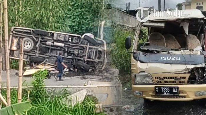 DIDUGA REM BLONG - Kecelakaan tunggal di Jembatan Banaran, Desa Gondosuli, Kecamatan Tawangmangu, Kabupaten Karanganyar, Sabtu (17/5/2025). Ada 5 orang meninggal dunia dari kejadian ini, kondisi mobil juga ringsek parah.