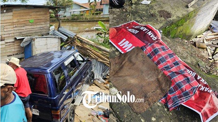 KECELAKAAN MAUT. Kolase Isuzu Panther yang terlibat kecelakaan dengan pengendara Yamaha Mio (Kiri) dan Korban kecelakaan yang tewas di lokasi kejadian (kanan) di Jalan Karangapndan-Mojogedang, Desa/Kecamatan Mojogedang, Kabupaten Karanganyar, Sabtu (29/3/2025).
