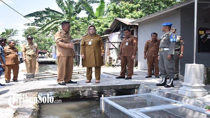 Bupati Sukoharjo, Etik Suryani meresmikan secara langsung sekaligus merealisasikan bantuan budidaya ikan di saluran irigasi yang berada di Desa Geneng Kecamatan Gatak, Selasa (16/1/2024).