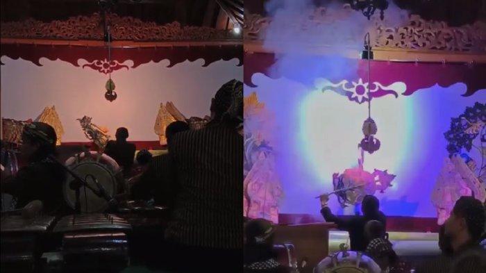 Suasana pagelaran wayang kulit di Desa Wisata Wayang Sidowarno.