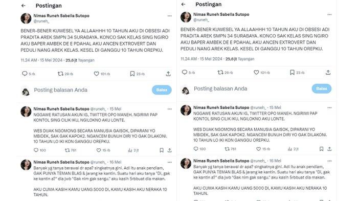Curhat wanita di Surabaya diteror teman sekelasnya saat SMP selama 10 tahun.