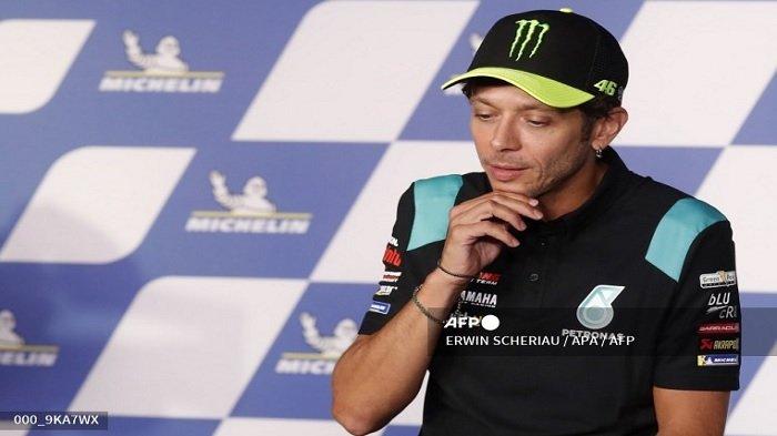 Valentino Rossi saat mengumumkan dirinya pensiun dari dunia balap, Kamis (5/8/2021) malam WIB.