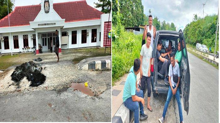 Kantor KPU Sorong Selatan dijaga anggota Polres berpakaian preman.