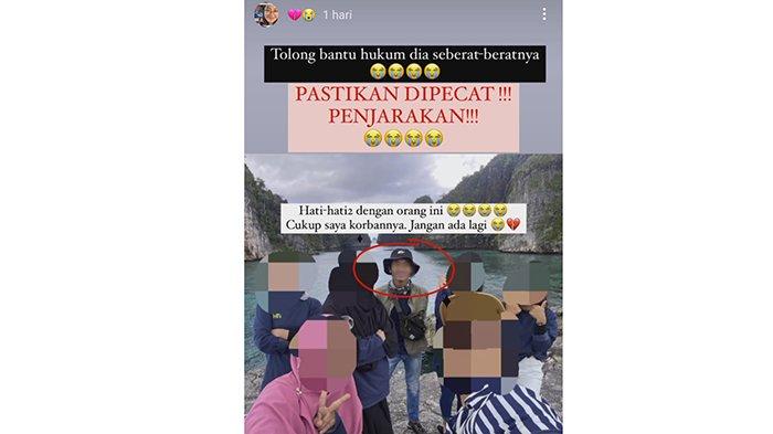 Curhatan korban pelecahan yang diunggah dalam story Instagram pribadi.