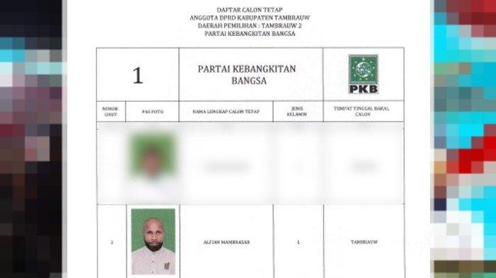Tangkapan layar dari Daftar Calon Tetap (DPT) DPRD Kabupaten Tambrauw dalam Pemilu 2024 melalui laman resmi KPU Kabupaten Tambrauw, Jumat (17/11/2023).