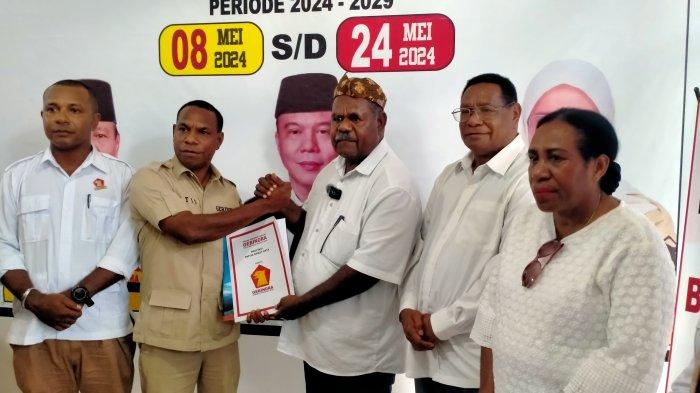 Elisa Kambu mendaftar di DPD Partai Gerindra Papua Barat Daya, Sabtu (17/5/2024).