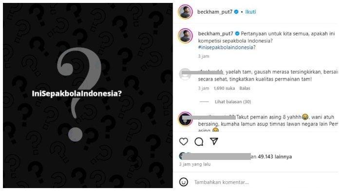 Postingan pemain Persib Bandung sekaligus penggawa Timnas U23 Indonesia Beckham Putra.