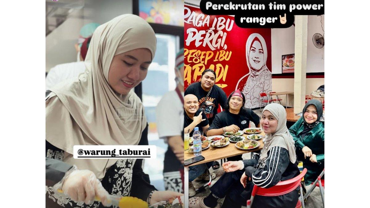5 cuplikan Praz teguh dan Qorry buka warung makan Padang, Opening bareng keluarga