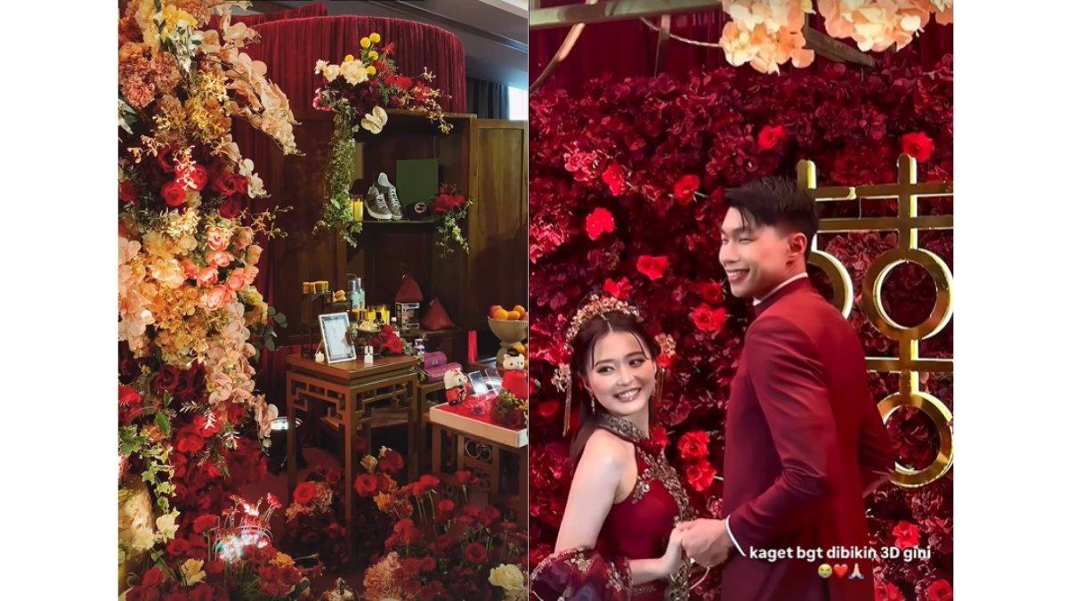 5 kemewahan Sangjit Vior dan Vincent di hotel mewah, Dekorasi merah merona