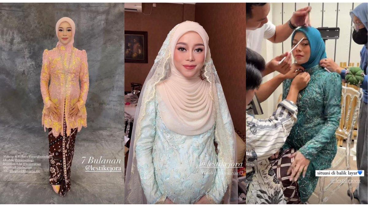 5 momen Lesti Kejora gelar siraman dan gender reveal di outdoor, Kenakan 3 baju dalam satu acara