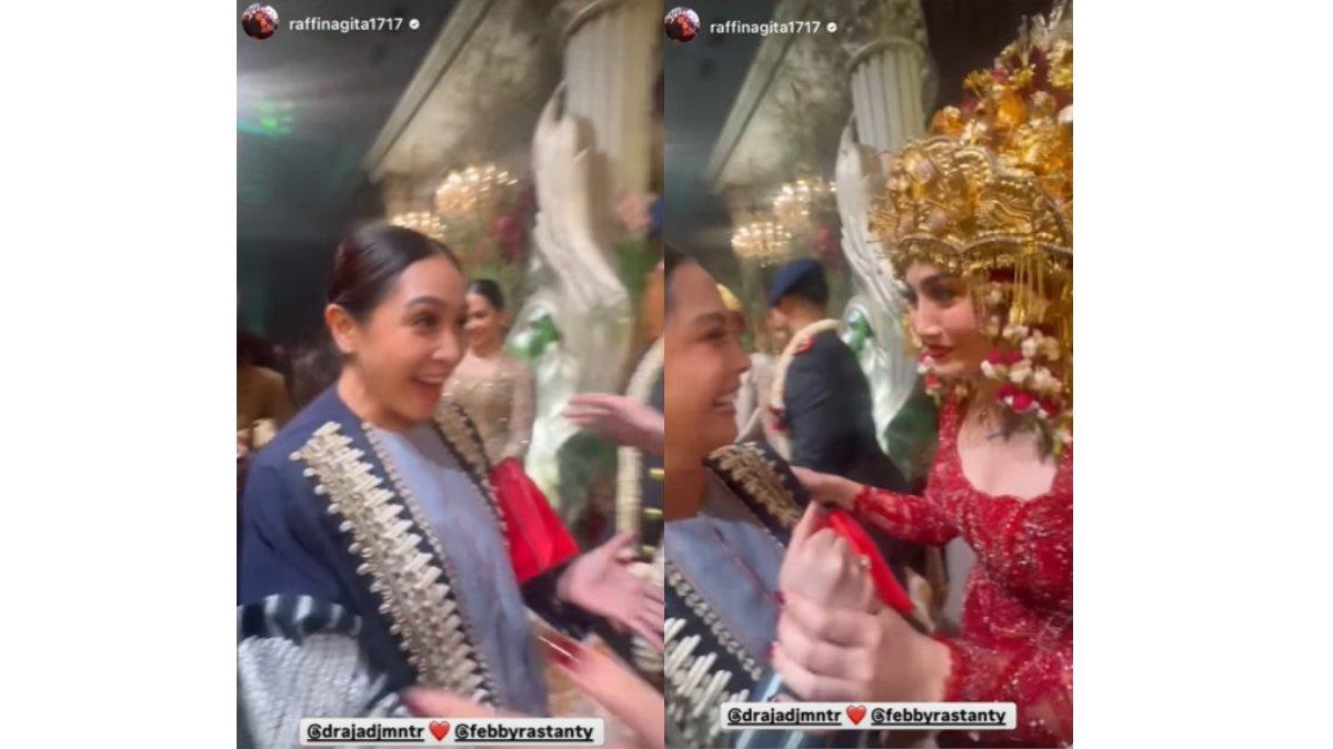 5 cuplikan tamu undangan resepsi Febby Rastanty dan Drajad Djumantara, Raffi Ahmad dan Nagita Slavina beri selamat