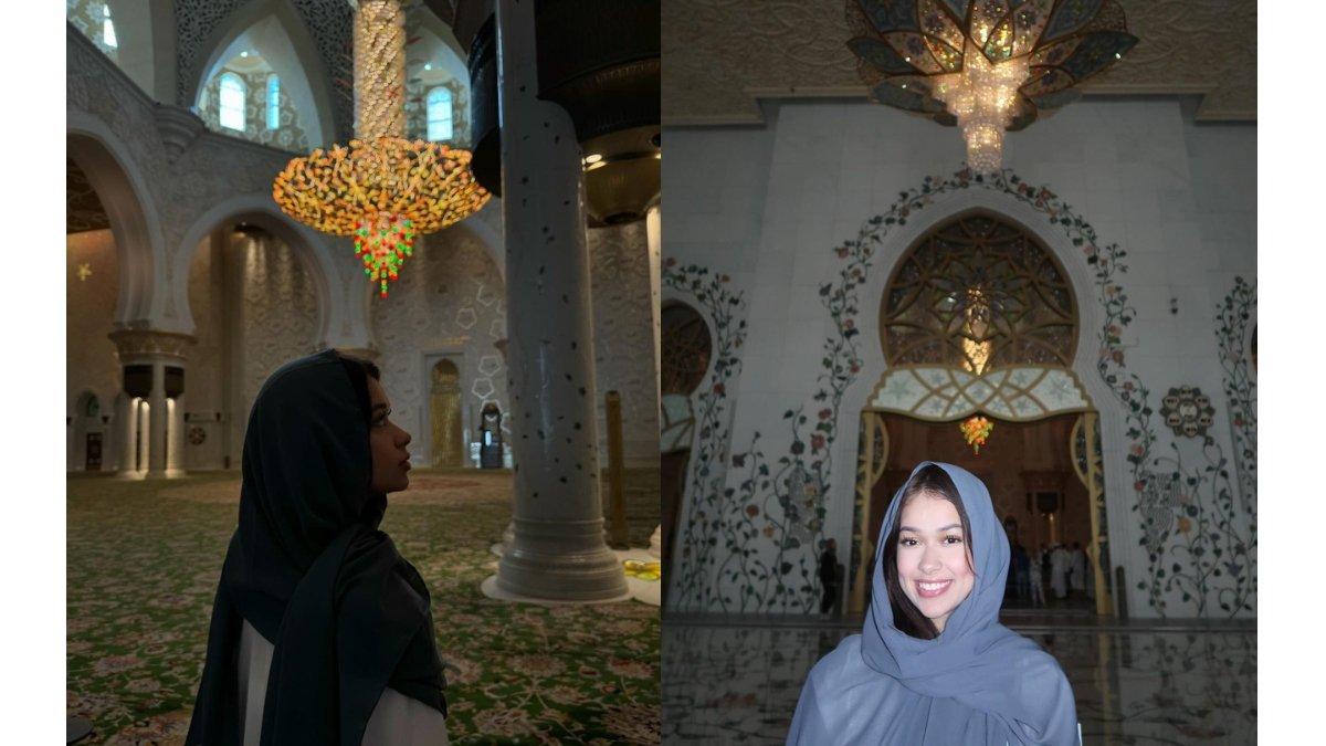 5 unggahan Rebecca Klopper saat di Abu Dhabi dengan sang ayah, Nikmati kemegahan dalam masjid