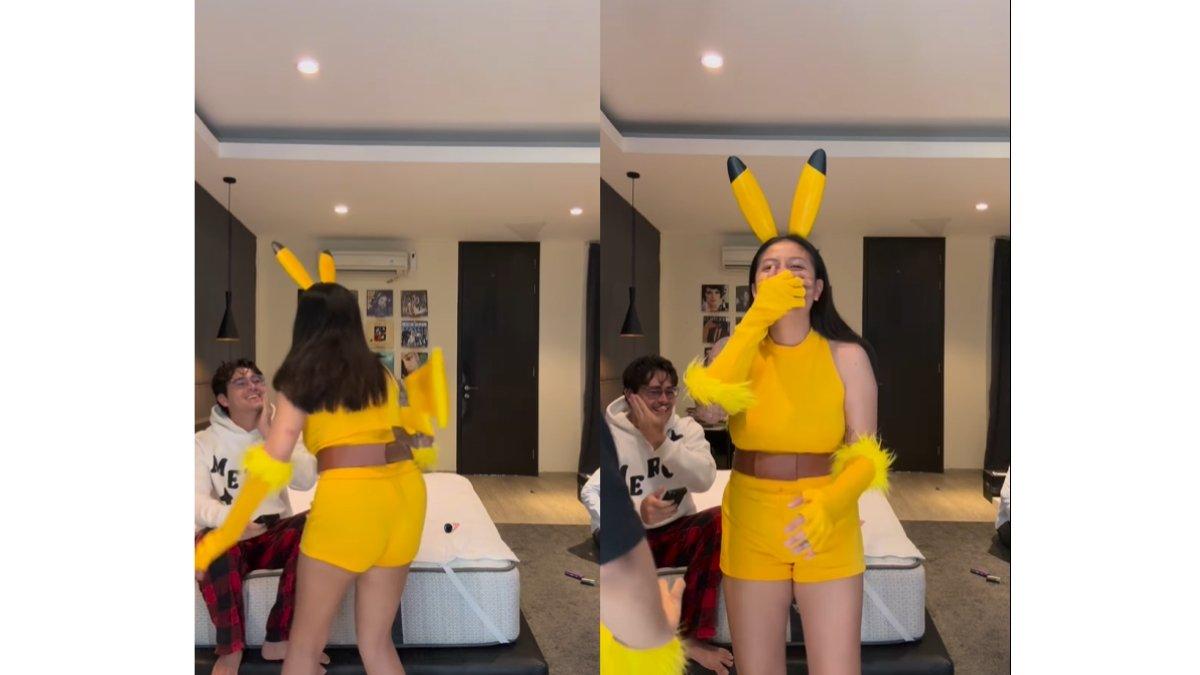 5 unggahan cosplay Awkarin dan Abyakta jadi couple joker dan pikachu, Jadi sasaran buntut kuning