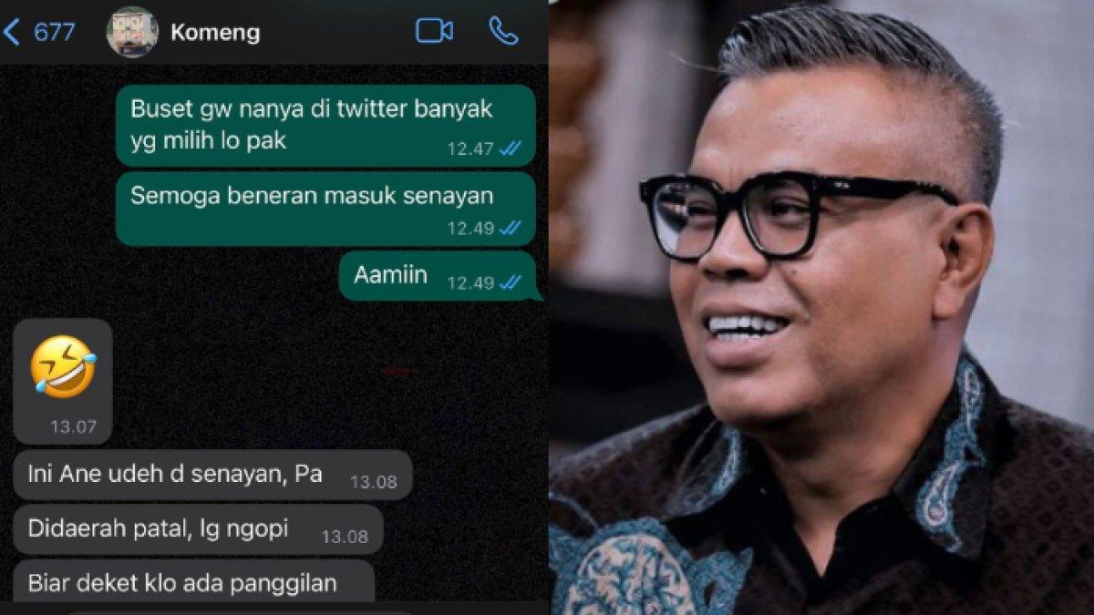 Abdel Achrian menuliskan harapan semoga Komeng bisa lolos menjadi anggota DPD RI