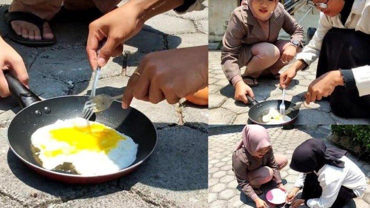 Aksi Mutia dan Galuh masak telur goreng