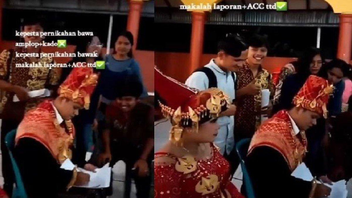Aksi mahasiswa datang ke pernikahan dosennya untuk minta ttd laporan
