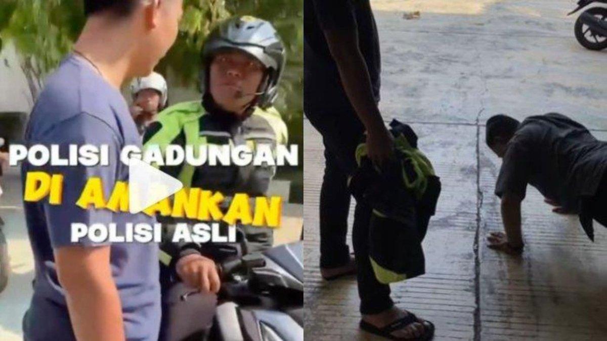 Aksi polisi gadungan di Kota Semarang ugal-ugalan mengendarai motor di jalan, berakhir dihukum polisi asli