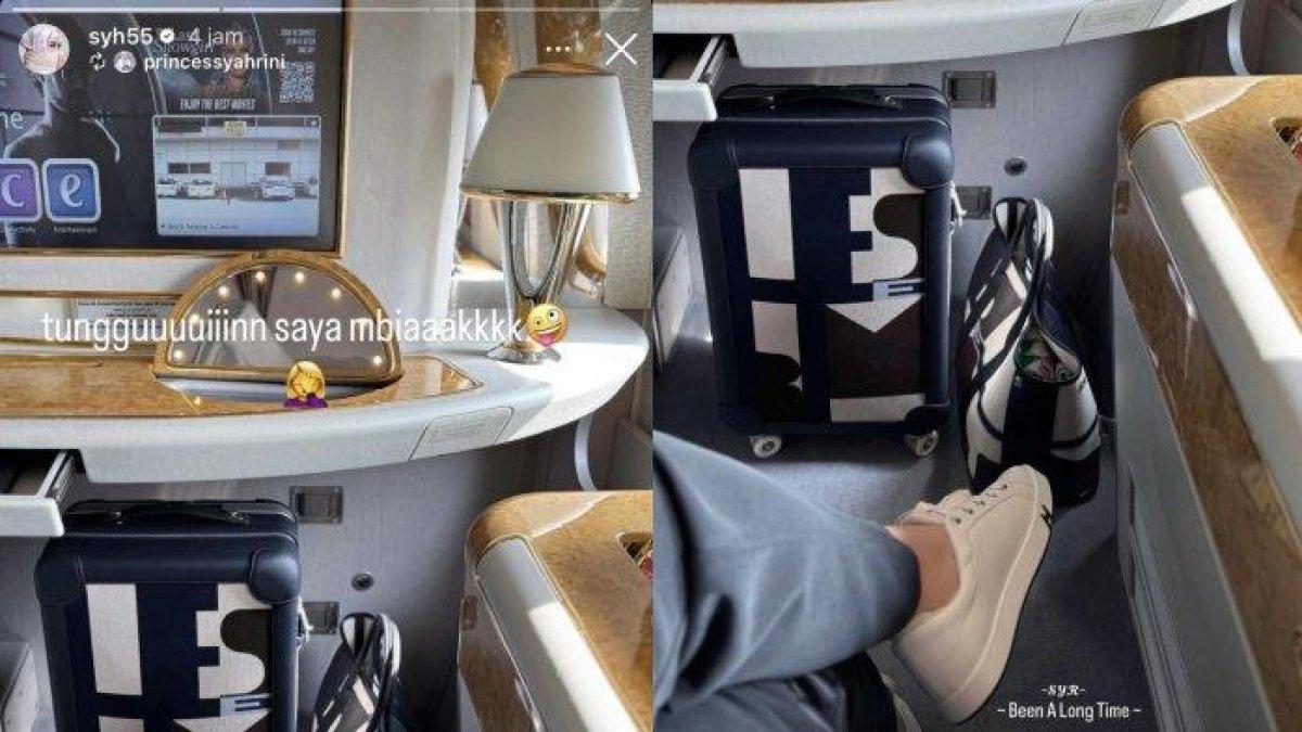 KEBERADAAN REINO BARACK - Aktivitas Reino Barack disaat Luna Maya dinikahi Maxime Bouttier terekam lewat Syahrini, dicapture (8/5/2025). Incess pamer pergi naik pesawat bisnis ke suatu tempat picu reaksi Aisyahrani