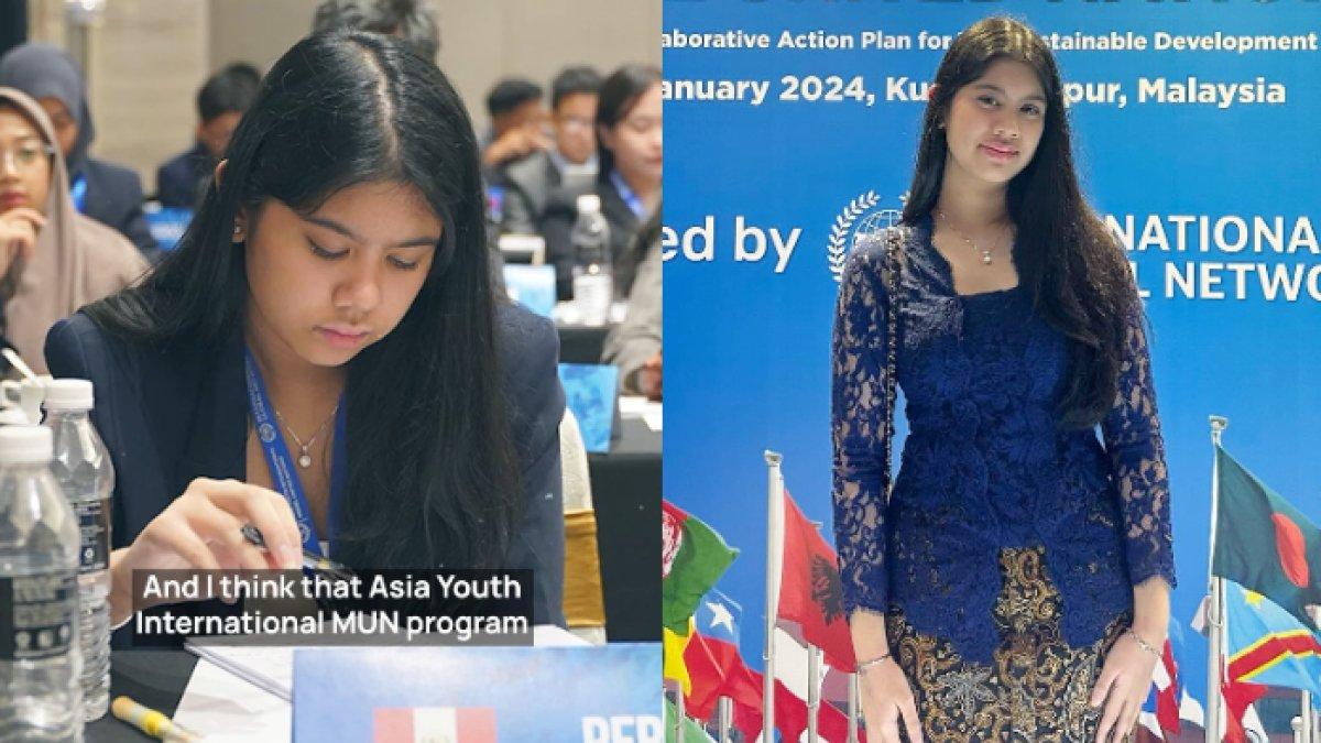 Almira Yudhoyono, anak Annisa Pohan dan AHY di acara simulasi sidang PBB di Malaysia.