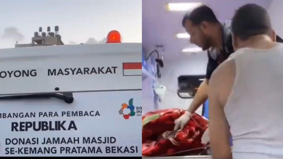 Ambulans dari Bekasi Mengangkut Warga Palestina yang Jadi Korban Serangan Brutal Israel
