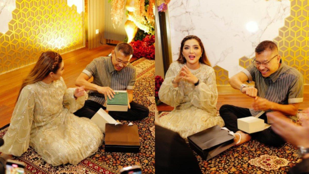 Anang terkejut sekaligus bahagia mendapat kado jam tangan dari Aurel dan Atta