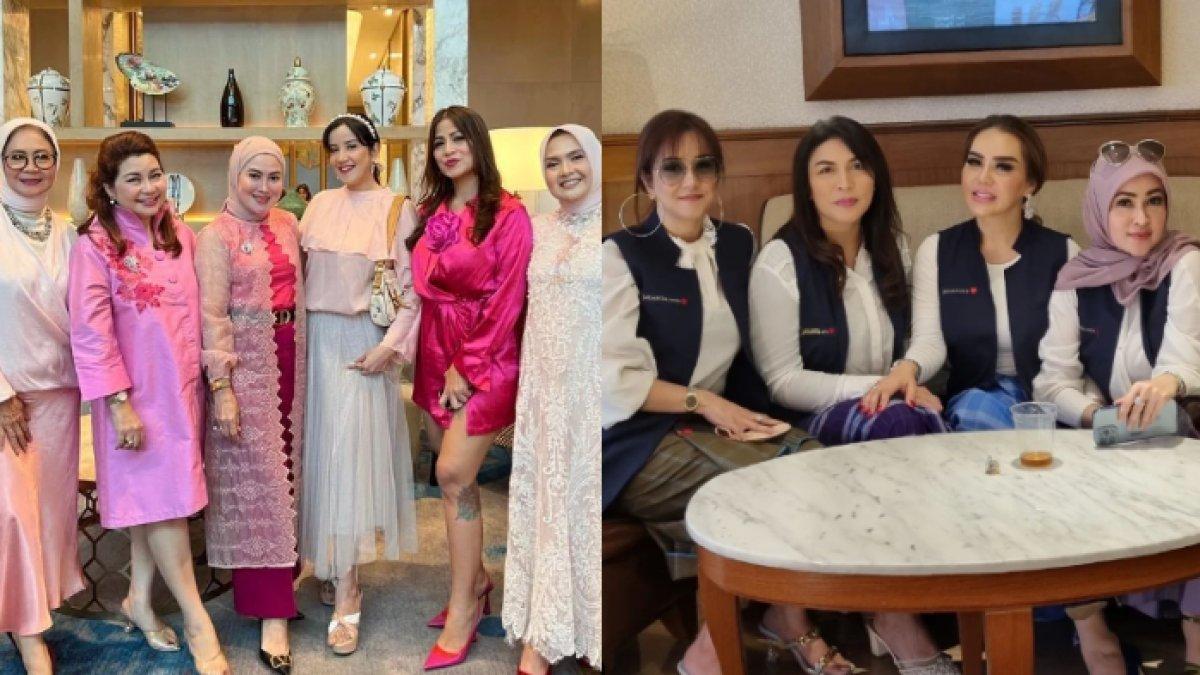 Andi Soraya kumpul bareng teman-teman dan tak jarang memakai busana dengan warna senada.