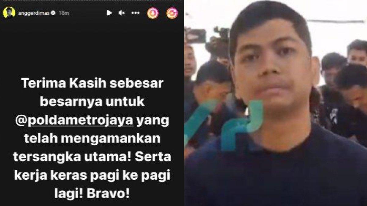 Angger Dimas berterima kasih kepada pihak kepolisian atas penetapan Yudha sebagai tersangka.