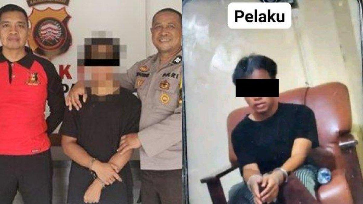 Anggota Polsek Kendawangan saat mengamankan terduga pelaku pembunuhan terhadap adik nya sendiri.